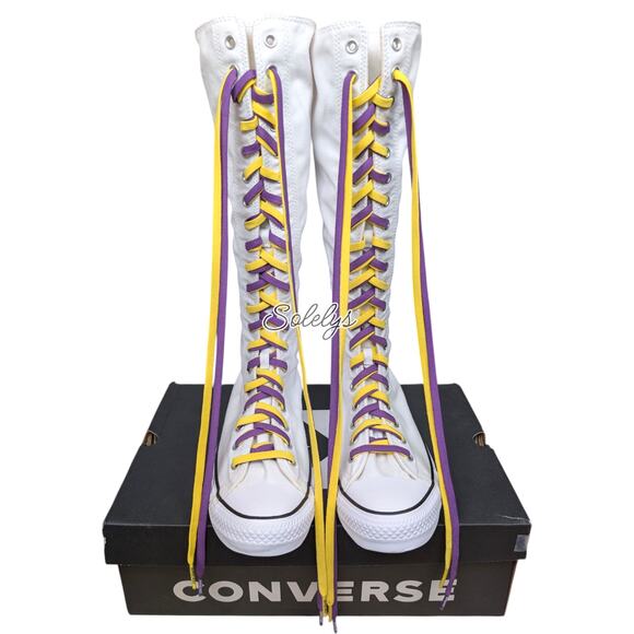Converse CTAS XXHI White Purple Yellow Knee High Sneaker Boot M11.5 W13.5 NEW - Picture 1 of 9